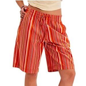 Free People Women's Small Saylor Poplin Striped Shorts Mango Combo
